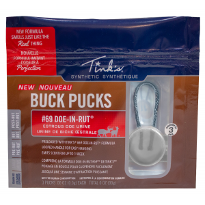 Tinks W5280BL #69 Doe-In-Rut Buck Pucks Deer Attractant Doe In Estrus Scent Hang 3 Pack