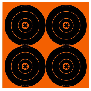 Birchwood Casey 36612 Big Burst Revealing Target Self-Adhesive Paper Black/Orange 6 in Bullseye 12 PK