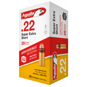 AGUILA 1b220110 Super Extra Rimfire 22 Short 29 Gr Copper Plated Solid Point 50 Per Box/ 20 Cs