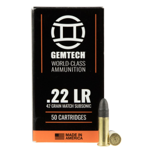 Gemtech 3009679 Subsonic 22LR 42gr Lead Round Nose 50/Box Rimfire Ammunition - Gemtech