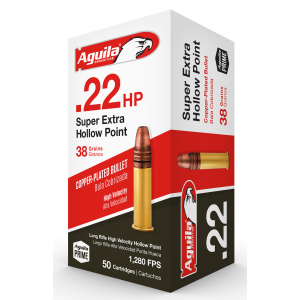AGUILA 1b220335 Super Extra Rimfire 22 Lr 38 Gr Copper Plated Hollow Point 50 Per Box/ 40 Cs