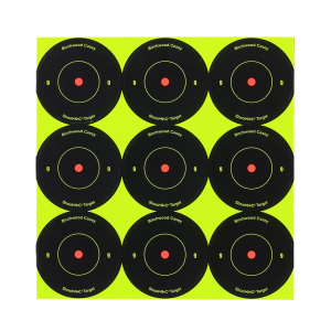 Birchwood Casey 34210 Shoot-N-C Reactive Target Self-Adhesive Paper Air Rifle/Rifle Black/Yellow 9- 2 in Bullseye Includes Pasters 12 PK