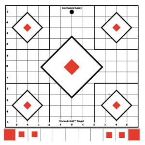 Birchwood Casey 33922 Stick-A-Bull Sight-In Self-Adhesive Paper White/Red 5-Diamond Includes Pasters 5 Pack