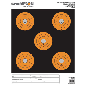 Champion Targets 45555 Shotkeeper 5 in Bullseye Paper 100 yds Pistol/Rifle Large Black/Orange 12 PK