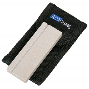 AccuSharp 024C Pocket Stone Natural Arkansas Stone Sharpener White Includes Belt Carry Pouch