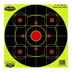 Birchwood Casey 35912 Dirty Bird Sight-In Circle Paper Hanging Pistol/Rifle 12 in Black/Red 4 Per Pkg