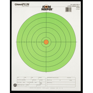 Champion Targets 45795 Score Keeper Bullseye Paper Hanging 100 yds Rifle Large Fluorescent Green & Orange 12 PK