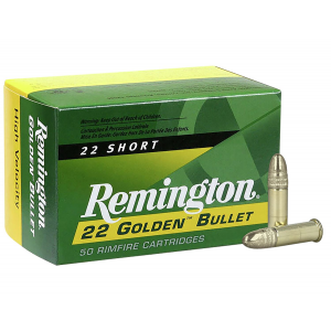Remington Ammunition 21000 Golden Bullet 22 Short 29 gr Plated Lead Round Nose 50 Per Box/ 100 Cs