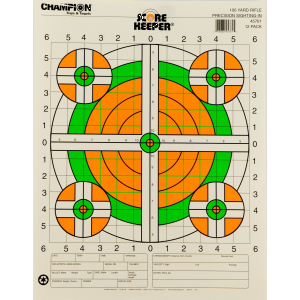 Champion Targets 45761 Score Keeper Bullseye Paper Hanging 100 yds Rifle 14 in x 18 in Green/Orange 12 PK