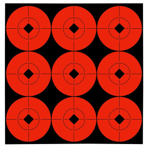 Birchwood Casey 33902 Target Spots Self-Adhesive Paper Black/Orange 2 in Bullseye 90 Targets