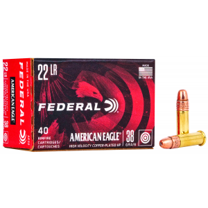 FEDERAL Ae22 American Eagle Suppressor 22 Lr 38 Gr Jacket Hollow Point 40 Per Box/ 100 Cs