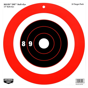 Birchwood Casey 37211 Rigid DH Bullseye Tagboard Hanging 12 in x 12 in Black/Orange 10 Pk.