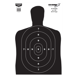 Birchwood Casey 37202 EZE-Scorer BC-27 Silhouette Paper Hanging Universal 12 in x 18 in Black/White 10 Pk.