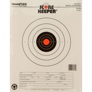 Champion Targets 45724 Score Keeper Slow Fire Bullseye Paper Hanging 50 yds Pistol 11 in x 16 in Black/Orange 12 PK