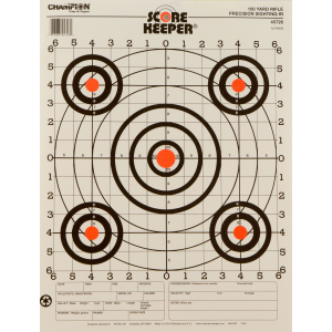 Champion Targets 45726 Score Keeper Bullseye Paper Hanging 100 yds Pistol/Rifle 14 in x 18 in Multi-Color 12 PK