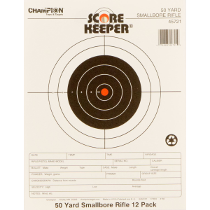 Champion Targets 45721 Score Keeper Bullseye Paper 50 yds Small Bore Rifle 8.50 in x 11 in Black/Orange 12 PK
