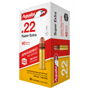 AGUILA 1b220328 Super Extra Rimfire 22 Lr 40 Gr Copper Plated Solid Point 50 Per Box/ 40 Cs