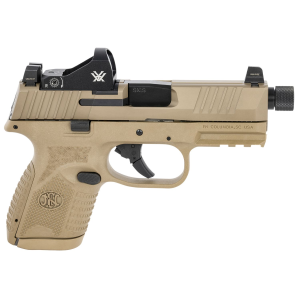 FN 66100801 509CT w/Optic Compact 9mm Luger 10+1 4.32 in Black Steel Threaded Barrel, FDE Optic Cut/Serrated Stainless Steel Slide, FDE Polymer Frame w/Picatinny Rail, Vortex Viper Red Dot, Pistol