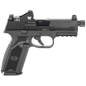 FN 66100846 509T w/Optic Sports South Exclusive 9mm Luger 10+1, 4.50 in Black Steel Threaded Barrel, Matte Black Optic Ready/Serrated Stainless Steel Slide, Matte Black Polymer Frame w/Picatinny Rail,Vortex Viper Red Dot, Pistol