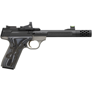 Browning 051599490 Buck Mark Plus w/Optic 22 LR 10+1 5.10 Matte Blued Steel Threaded Barrel, Matte Black Serrated w/Pic Rail Slide, Matte Black Alloy Steel Frame, Black/Gray G10 Grip, Crimson Trace Red Dot, Rimfire Pistol - Browning