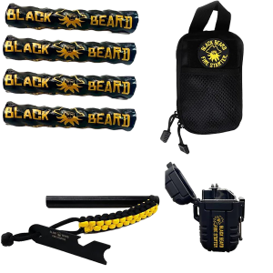 Black Beard Fire Starters SKB Ultimate Fire Kit Black Includes Ferro Rod/Plasma Arc Lighter/Organizer Case/Fire Starters/Decal - Blackbeard