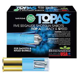 Brenneke SL202TOPN TOPAS 20Gauge 2.75 1/2oz Sabot Slug Shot 5 Per Box/50 Case, Shotshell Slug Loads - Brenneke