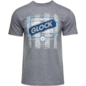 Glock AP96210 Blue Line Tee Gray Ringspun Cotton/Polyester Short Sleeve 3XL,Graphic Tees - Glock