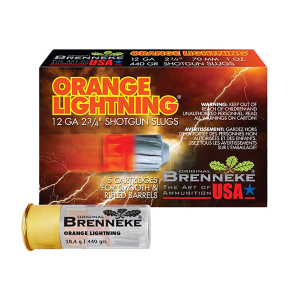 Brenneke SL122OL Orange Lightning 12Gauge 2.75 1oz Slug Shot 5 Per Box/50 Case, Shotshell Slug Loads - Brenneke