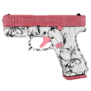 Glock PX4350204NBGP G43X Slim Sub-Compact 9mm Luger 10+1 3.41 Black GMB BBL, Bubblegum Glitter Cerakote Steel Serr Slide, Black & White Paisley Polymer Frame w/Pic Rail, Textured Polymer Grip, Ambidextrous,Pistol - Glock