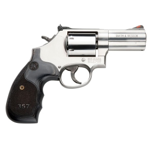 Smith & Wesson 150853 Model 686 Plus 357 Mag 7rd Shot 3 in Satin Stainless Steel Barrel, Cylinder & Frame, Black/Silver Custom Wood Grip , Revolver