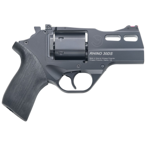 Chiappa 340289 Rhino 30DS Small Frame 357 Mag 6 Shot, 3 in Black Anodized Steel Vent Rib Barrel, Blued Steel Cylinder, Black Anodized Aluminum Frame, Black Rubber Grip, Concealed Hammer , Revolver