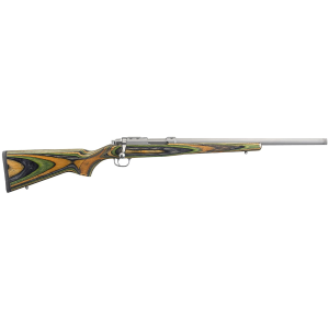 Ruger 7220 77/17 17 Hornet 6+1 18.50in Threaded Barrel, Matte Stainless Steel, Integral Scope Mount On Solid Steel Receiver, Green Mountain Laminate Stock
