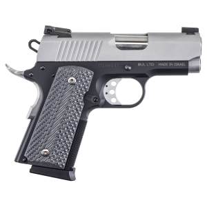 Magnum Research DE1911UTT 1911U 45 ACP 6+1 3 in Stainless Steel Bull Barrel, Serrated Stainless Steel Slide, Two-Tone w/Black Finish Aluminum Frame w/Beavertail, Black/Gray G10 Grip, Extended Thumb Safety, Right Hand, Pistol