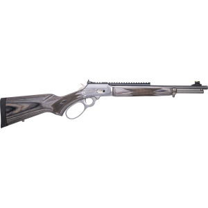 Cnc Firearms CNCMAR357 Marlin 1894 Mountain Lion 357 Mag 9+1 16 Polished Threaded BBL, Polished Engraved w/Mountain Lion Stainless Rcvr w/Pic Rail Rcvr, Gray Fixed Laminate Stock,Rifle - Cnc