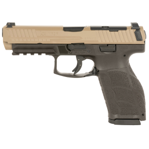 HK 81001197 VP9A1 Full Size Frame 9mm Luger 10+1 4.53 BBL, FDE Steel Optic Ready/Serr Slide, Brown Polymer Frame w/Pic Rail, Interchangeable Backstrap Grip, Ambidextrous,Pistol - Heckler & Koch