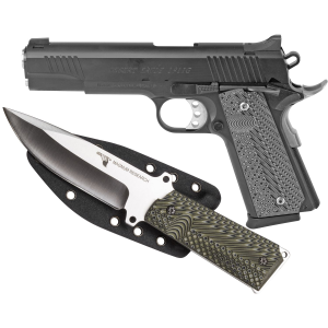 MAGNUM Research 1911g, 1911, Semi-automatic, Metal Frame Pistol, Full Size, 45 Acp, 5 In Barrel, Steel, Black, G10 Grips, Fixed Sights, 8 Rounds, 2 Magazines, Includes 1911 Knife And Sheath De1911g-k