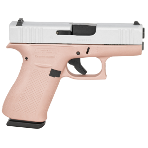 Glock UX4350204RGFCSS G43 Sub-Compact Frame 9mm Luger 10+1 3.41 Black GMB Barrel, Crushed Silver Serrated Steel Slide, Rose Gold Poly Frame w/Beavertail, Textured Poly Grip, Ambi, Pistol - Glock