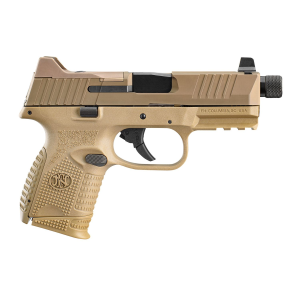 FN 66100781 509CT Compact 9mm Luger 10+1, 4.32 in Black Steel Threaded Barrel, FDE PVD Optic Cut/Serrated Stainless Steel Slide, FDE Polymer Frame w/Picatinny Rail, Pistol