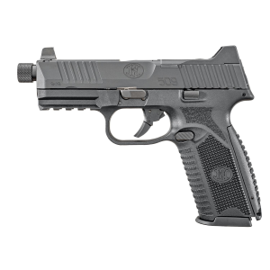 FN 66101650 509T Bundle Full Size Frame 9mm Luger 10+1 4.50 in Black Steel Threaded Barrel, Black Optic Ready/Serrated Stainless Steel Slide, Black Polymer Frame w/Picatinny Rail 5, Magazines/Case, Pistol