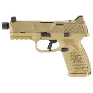 FN America Fn509m Tactical, Semi-auto, Striker Fired, Polymer Frame Pistol, Mid-size, 9mm, 4.5 In Barrel, Threaded 1/2x28 In, Pvd Finish, Flat Dark Earth, Optic Ready, Flat Faced Trigger, Suppressor H