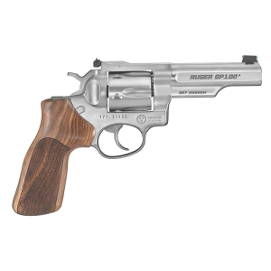 Ruger 1755 GP100 Match Champion Medium Frame 357 Mag 6rd 4.20 in Satin Stainless Steel Half-Lug Barrel, Cylinder & Frame, Hogue Stippled Hardwood Grip, Transfer Bar Safety , Revolver