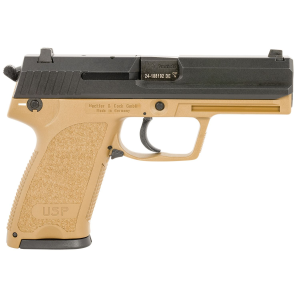 Heckler & Koch 81000353 USP V1 Full Size Frame 9mm Luger 15+1, 4.86 Blk Polygonal Rifled BBL, Flat Dark Earth Cera Serrated Slide, Flat Dark Earth Poly Frame w/Acc Rail, FDE Poly Grip, Bobbed Hammer, Decocker/Manual Safety, Right Hand, Pistol