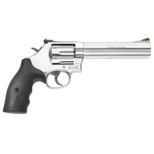 Smith & Wesson 164224 Model 686 357 Mag or 38 S&W Spl +P Stainless Steel 6 in Barrel & 6rd Cylinder, Satin Stainless Steel L-Frame, Red Ramp Front/Adjustable White Outline Rear Sights Internal Lock , Revolver