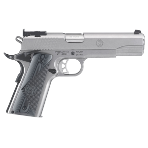 Ruger 6736 SR1911 Target 45 ACP 8+1 5 in Stainless Steel Barrel, Low-Glare Serrated Stainless Steel Slide, Stainless Steel Frame w/Beavertail, Deluxe Checkered G10 Grip, Right Hand, Pistol