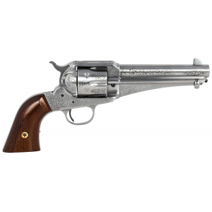 Taylors & Company 550408 1875 Army Outlaw 45 Colt (LC) Caliber with 5.50 Barrel, 6rd Capacity Cylinder, Overall White Engraved Finish Steel & Walnut Grip