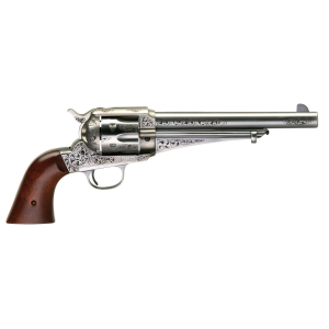 Taylors & Company 550382 1875 Army Outlaw 357 Mag Caliber with 7.50 in Barrel, 6rd Capacity Cylinder, Overall White Engraved Finish Steel & Walnut Grip , Revolver