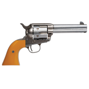 Cimarron RS410 Hollywood Series Rooster Shooter 45 Colt (LC) 6 Shot, 4.75 in Trail Worn Blued Steel Barrel, Cylinder & Frame, Wide Front Sight, Aged-Looking Orange Finger Grooved Grip , Revolver