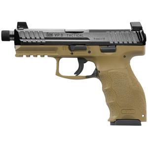 H&K 81000774 VP9 Tactical Exclusive Finish Full Size 9mm Luger 17+1 4.70 in Black Steel Threaded Barrel, Black Cerakote Night Sights/Serrated Slide, FDE Polymer Frame w/Picatinny Rail, FDE Interchangeable Backstrap Grip, Pistol