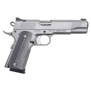 Magnum Research DE1911GSS 1911G 45 ACP 8+1, 5.01 in Stainless Steel Bull Barrel, Matte Stainless Steel Serrated Slide & Frame w/Beavertail, Black/Gray G10 Grip, Grip Safety, Right Hand, Pistol