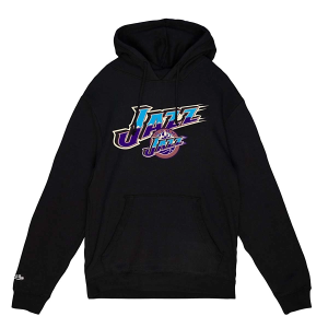 Utah Jazz Mitchell and Ness Off White Hoodie Small Black